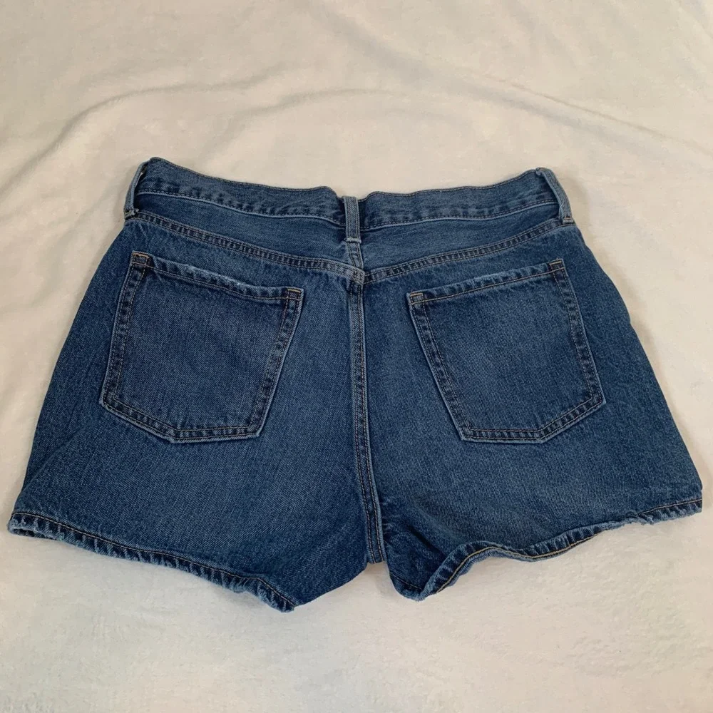 Old Navy High Rise Slouchy‎ Straight Denim Jean Shorts Women's Size 10 Blue